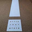 Brown fabric with a light blue triangle and text overlay on a brown background