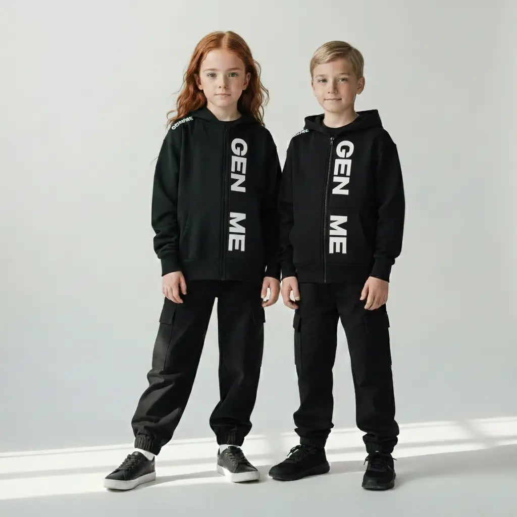 GEN ME hoodies boy and girl in studio setting