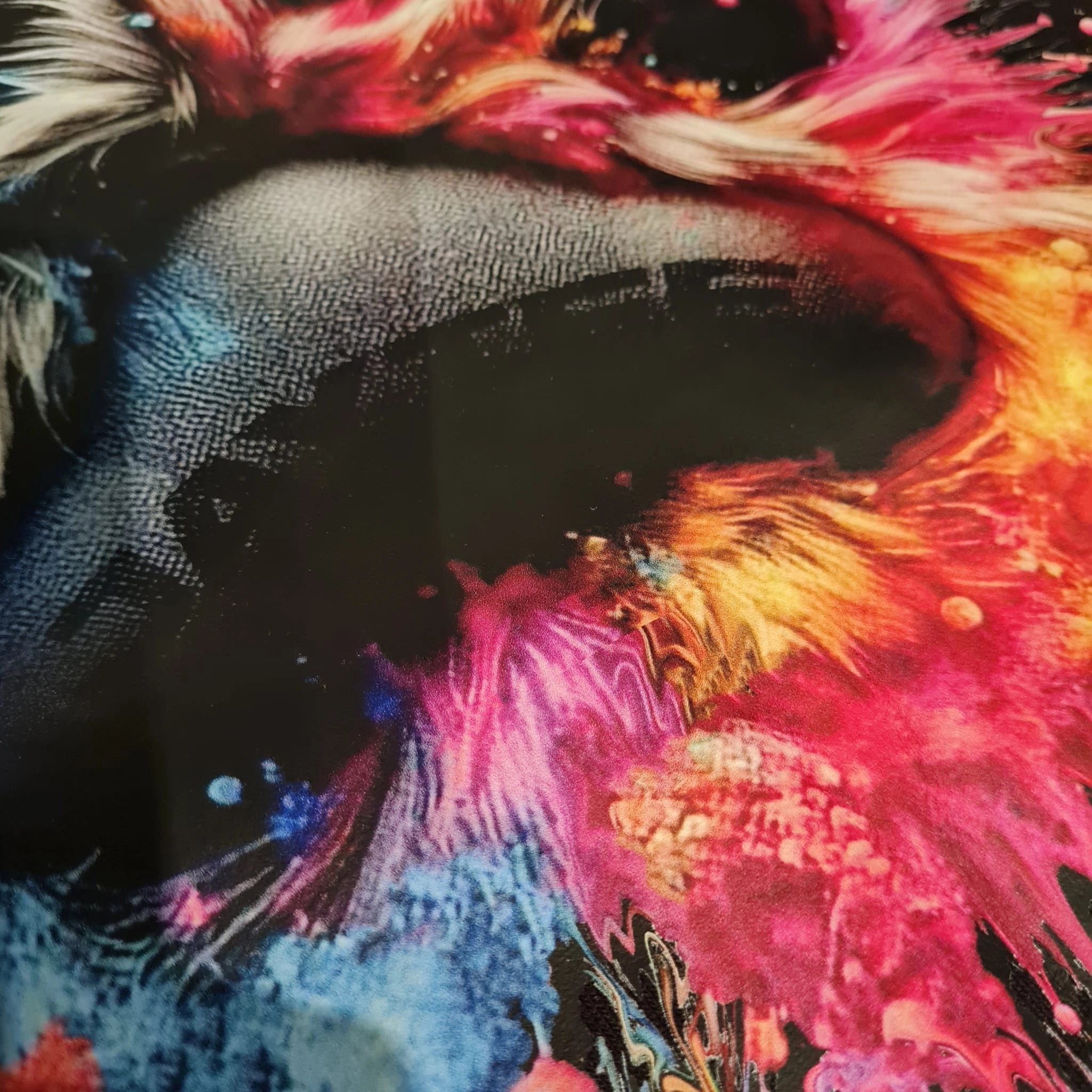 Close-up of a colorful abstract design with vibrant hues.